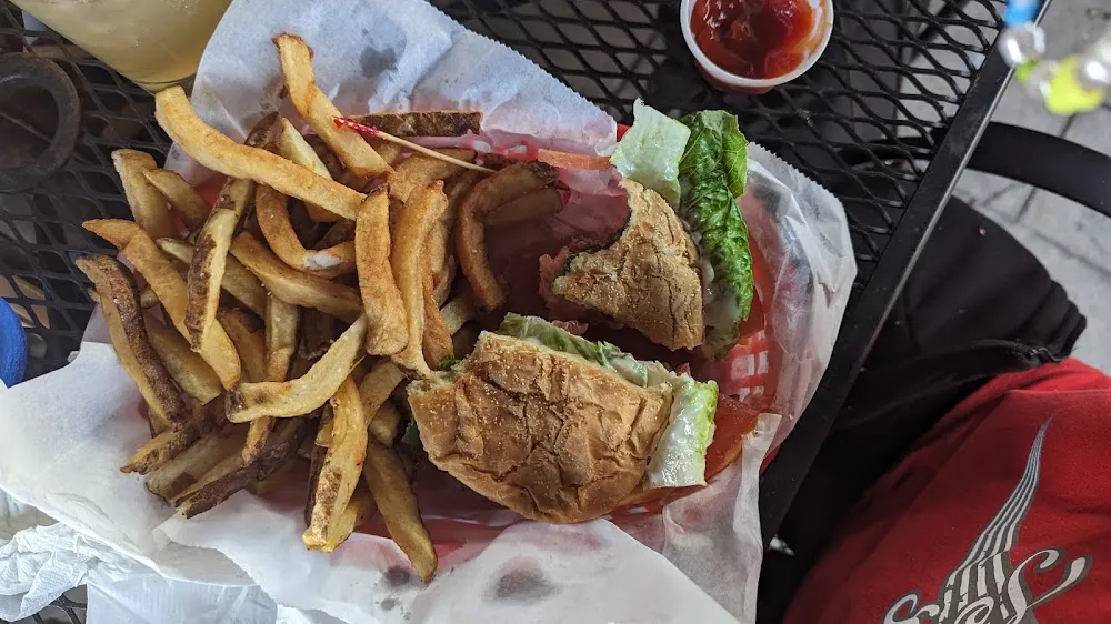 Burger and Fries with Cheese